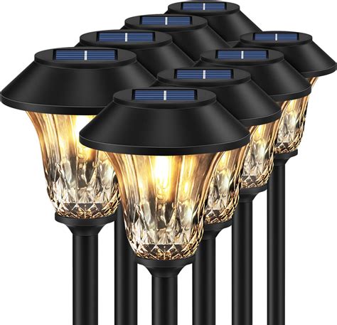 4 Pack Solar Pathway Lights, Decorative Solar Garden Lights Waterproof ...