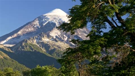 Gimbal Shot Of Lanin Volcano In Lanin National Park Argentina