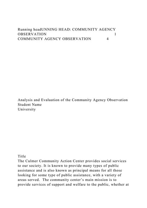 Running HeadUNNING HEAD COMMUNITY AGENCY OBSERVATION Docx