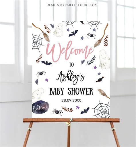 Editable Halloween Baby Shower Welcome Sign Peek A Boo Shower Decor