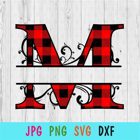 Christmas Split Monogram SVG for Cricut Letter M Monogram | Etsy