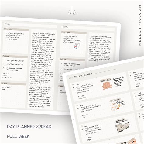 minimal digital planner templates  brio
