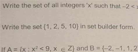 Write The Set Of All Integers X Such That −2