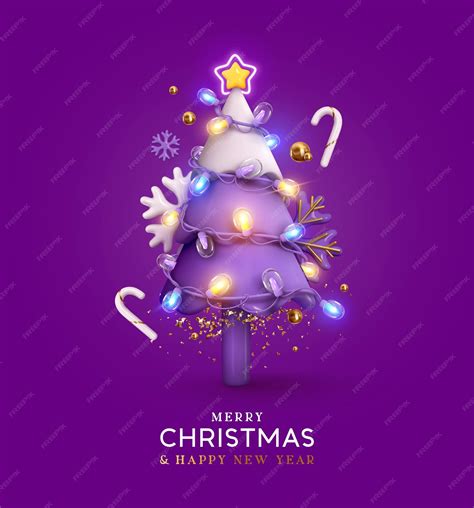 Premium Vector Christmas Sparkling Bright Tree Merry Christmas