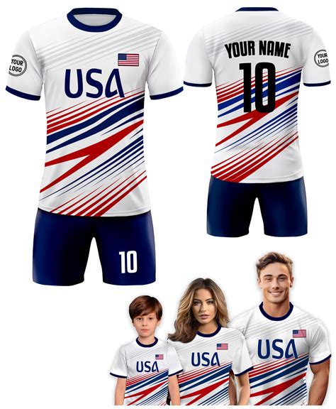 Custom USA Soccer Jersey for Men Women Youth Kid Uniform Shirt for Fans ...