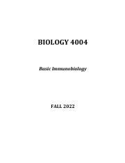 BIOL 4004 2022 FALL SYLLABUS Pdf BIOLOGY 4004 Basic Immunobiology