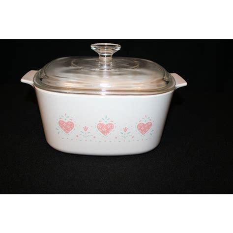 Vtg Corning Ware Forever Yours Pink Hearts Bake Serve Dish W Lid A B