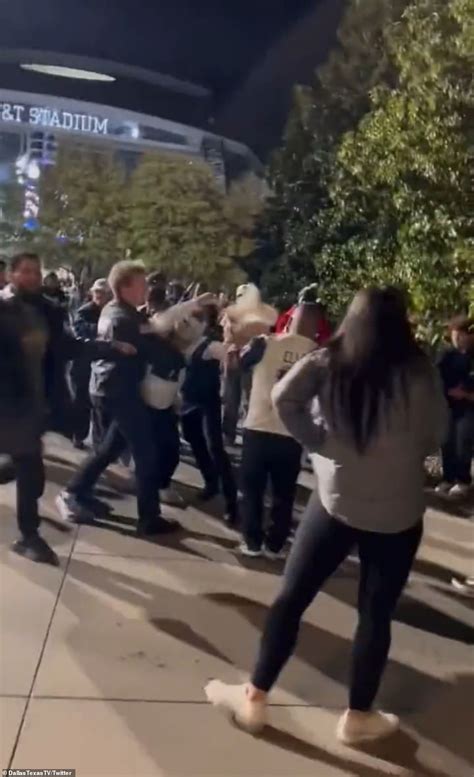 Cowboy Fans Get Into Wild Brawl Outside Atandt Stadium Amid Playoff Loss