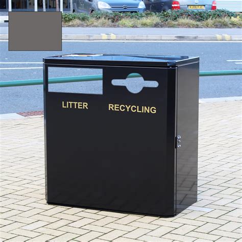 Dual Steel Recycling Bin Grey 224 Litres