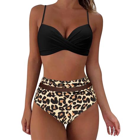 Women High Waisted Bikini Sexy Push Up Two Piece Swimsuits Vintage