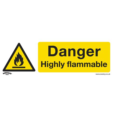 Warning Safety Sign Danger Highly Flammable Self Adhesive Vinyl