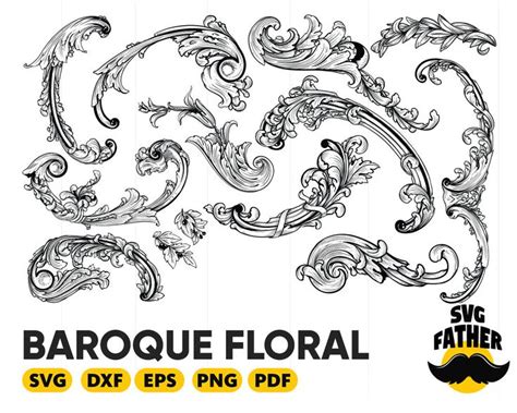 Baroque Frame Svg Floral Corner Svg Vintage Corner Svg Border Svg