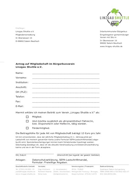 Ausfüllbar Online 230125 LS Layout Mitgliedsantrag Fax Email Drucken