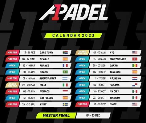 Pádel el calendario completo de todos los torneos que hay para ver y