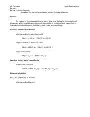 Enthalpy Of Reaction And Heat Of Neutralization Docx AP Chemistry