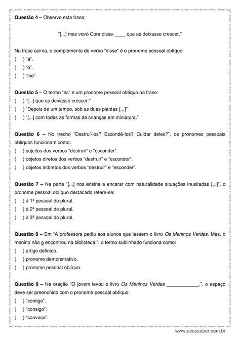 Atividade De Pronomes Pessoais - 7