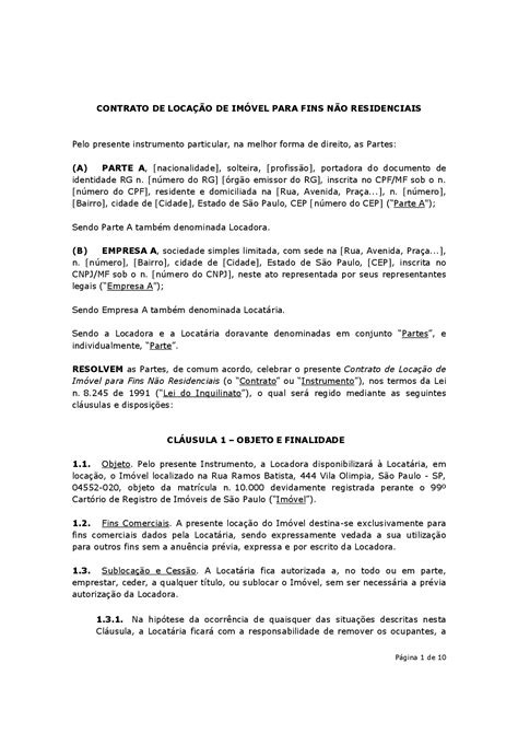 Modelo De Contrato De Comercial