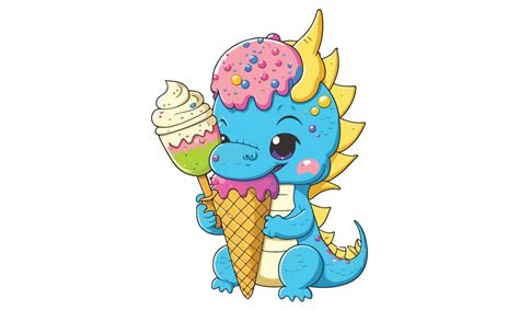 Dragon Eating Ice Cream Vector Graphic By Breakingdots Creative Fabrica