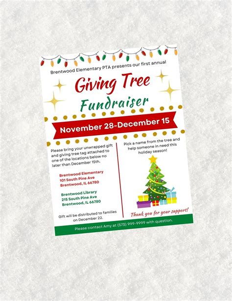 Giving Tree Fundraiser Flyer Angel Tree Flyer Holiday Fundraiser