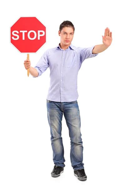 Man Showing Stop Sign Stock Photos Royalty Free Man Showing Stop Sign