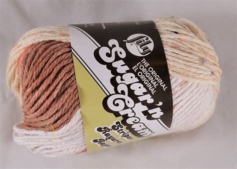 Lily Sugar n Cream Yarn Natural Stripes Knit Crochet Worsted Knitting ...