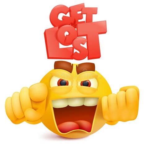 Yellow Smile Face Emoji Character with Anger Emotion Stock Illustration - Illustration of ...