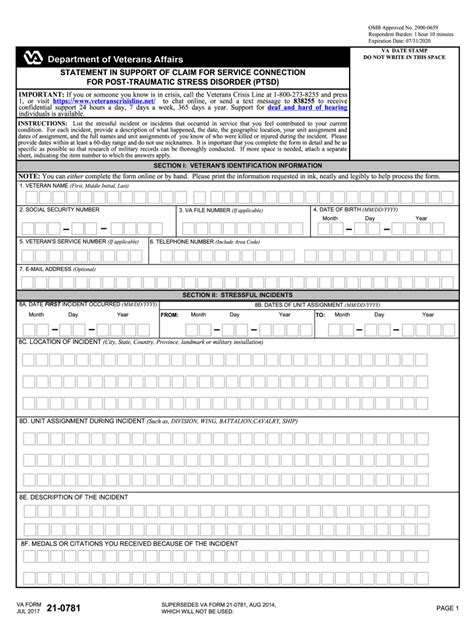 2017 2022 Form Va 21 0781 Fill Online Printable Fillable Blank