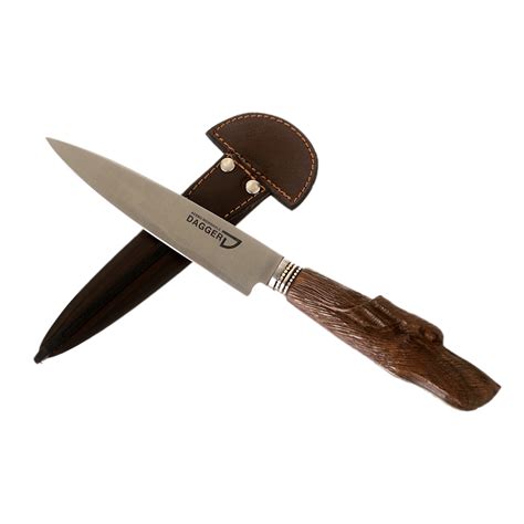 Cuchillo Cabo Madera Tallada 14 Cm Perro Pampa S Way