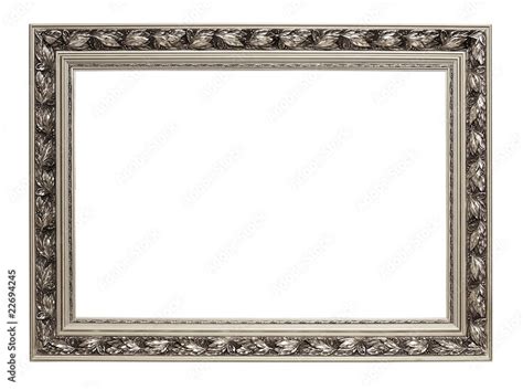 Silver art frame isolated on white Stock Photo | Adobe Stock