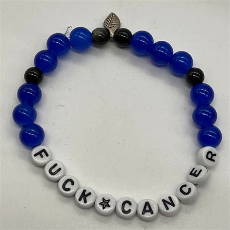 Fuck Prostate Cancer Bracelet Blue Glass Beads Upcycled Etsy