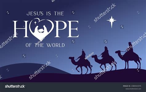 Jesus Hope World Nativity Scene Wise Stock Vector Royalty Free