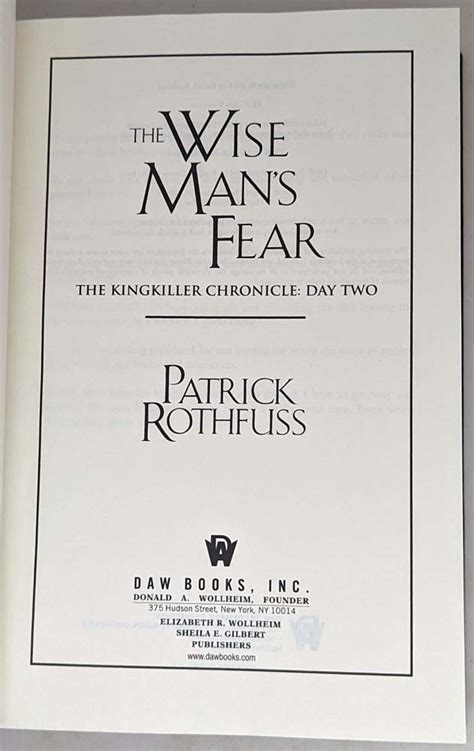 The Wise Man S Fear Patrick Rothfuss St Edition Rare First