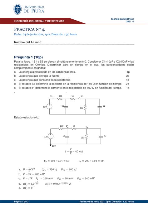 Solucionario Practica N 4 Tecnología Eléctrica I 2021 I Página 1