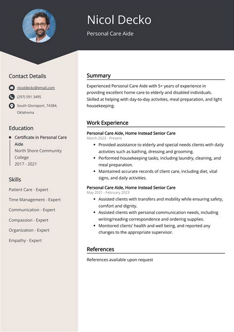 Personal Care Aide Resume Examples Template And 20 Tips