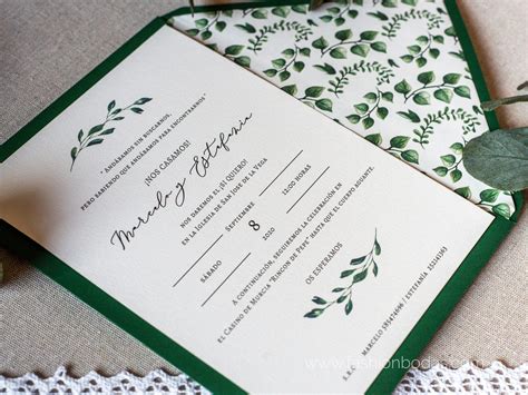 Invitaciones De Boda Originales Y Elegantes En Verde Hechos Us