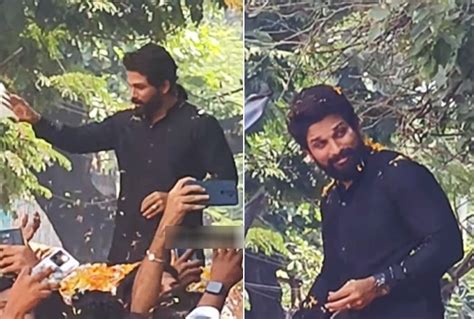 Allu Arjun Greets Fans In Hyderabad Post His National Award Win For Pushpa