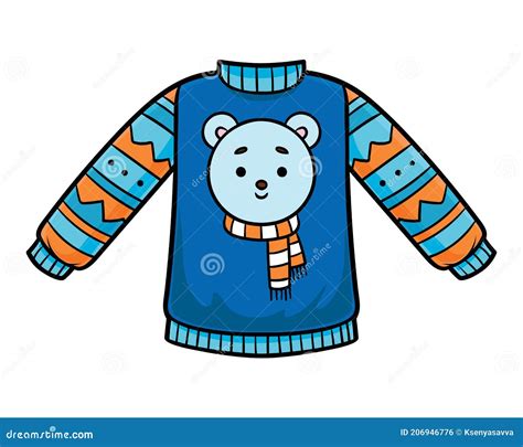 Cartoon Vector Illustration For Kids Sweater With A Polar Bear