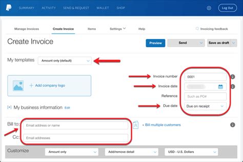paypal invoice template