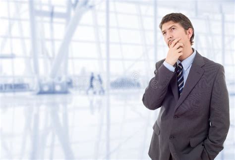 Business Man Thinking At The Office Stock Image Image Of Adult