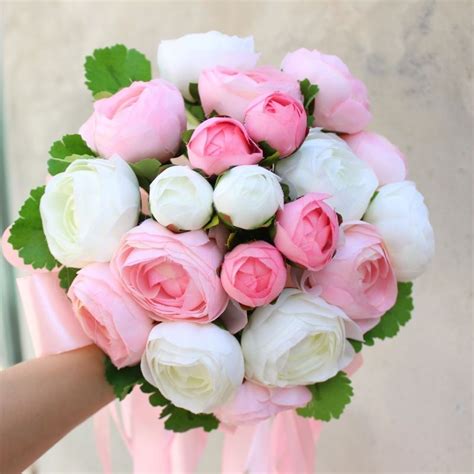 2019 Tea Rose Bouquet Wedding Artificial Hand Flower Bridal Bouquet ...