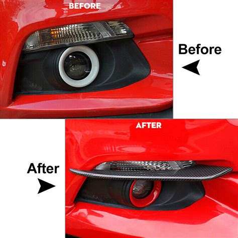 Carbon Fiber Front Fog Light Lamp Eyebrow Cover Trim Fit Ford Mustang