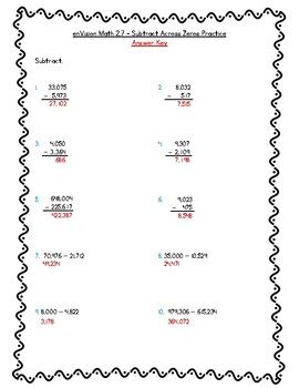 Envision Math Th Grade Topic Add Subtract Whole Digit Numbers