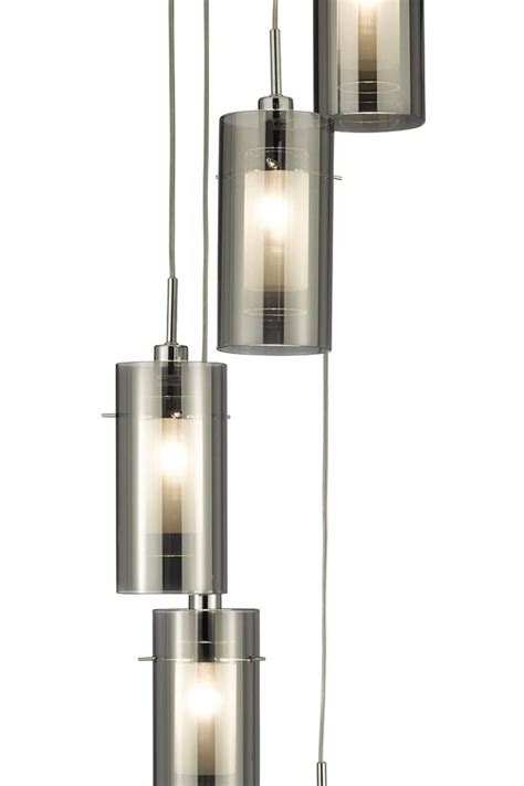 Buy Searchlight Silver Basil Chrome Smoked Glass Lt Multidrop Pendant