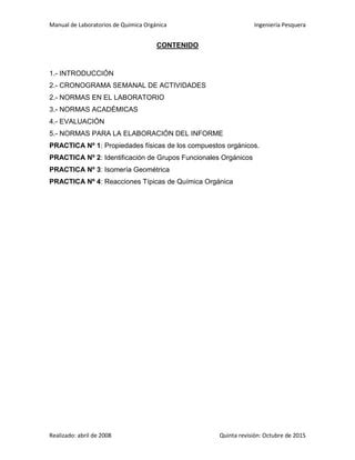 Manual de prácticas de laboratorio de química orgánica PDF