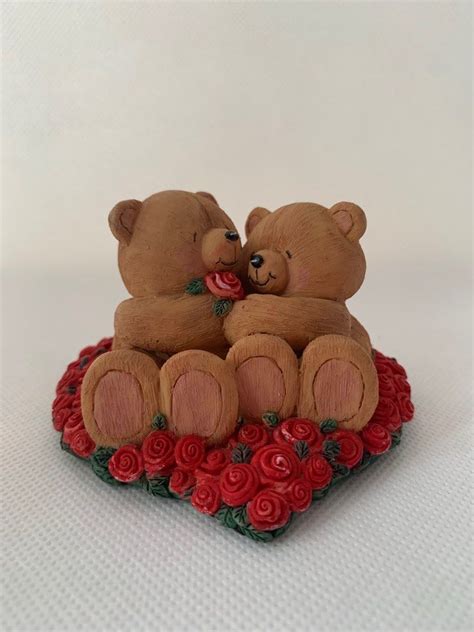 Forever Friends Bear Figurine Holding Flower Hobbies Toys