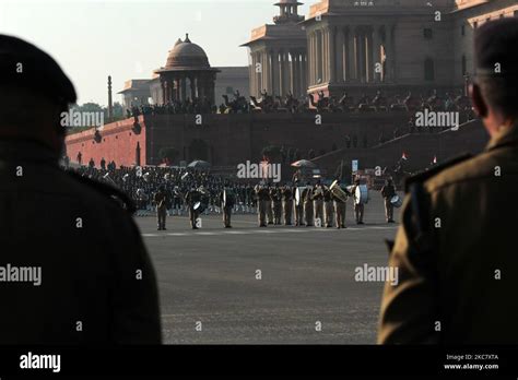 Indian Armed Force Personnel During The Beating Retreat Ceremony