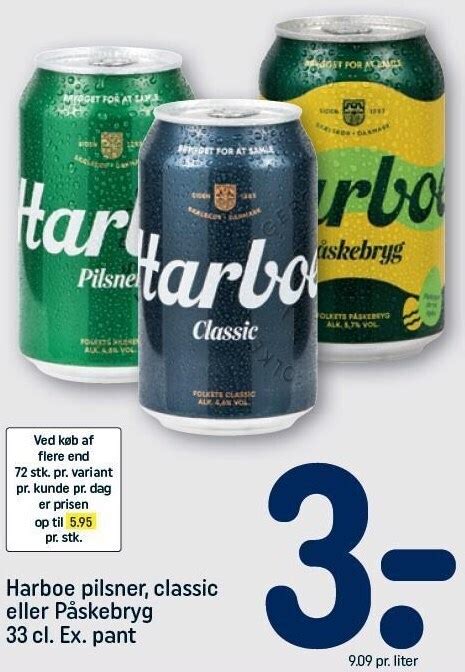 Harboe pilsner classic elller påskebryg 33 cl ex pant tilbud hos