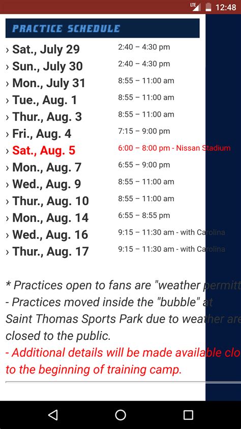 Training camp schedule : r/Tennesseetitans