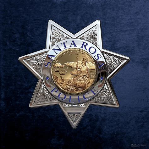 Santa Rosa Police Department Badge Over Blue Velvet Digital Art By