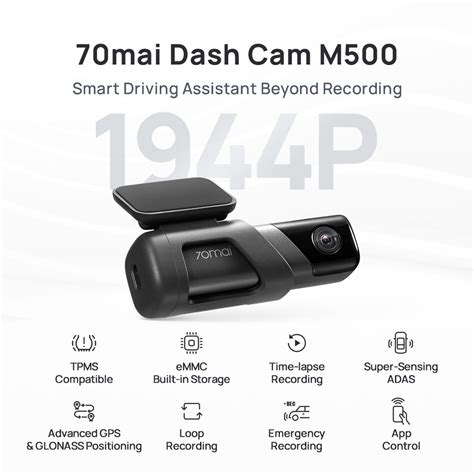 70mai M500 Dash Cam 2.7K HDR Night Vision 170° FOV Driving Assistant ...